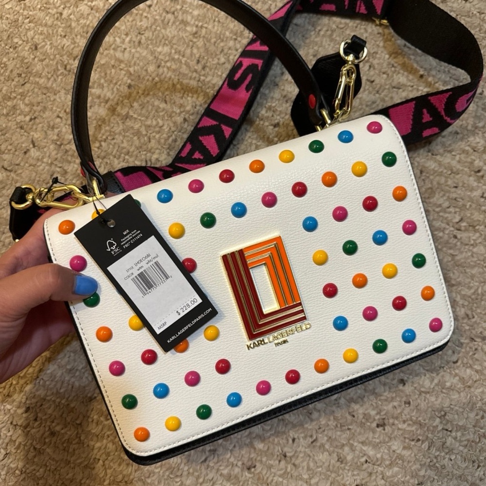 Karl Lagerfeld White Multicolor Studded Women's Bag